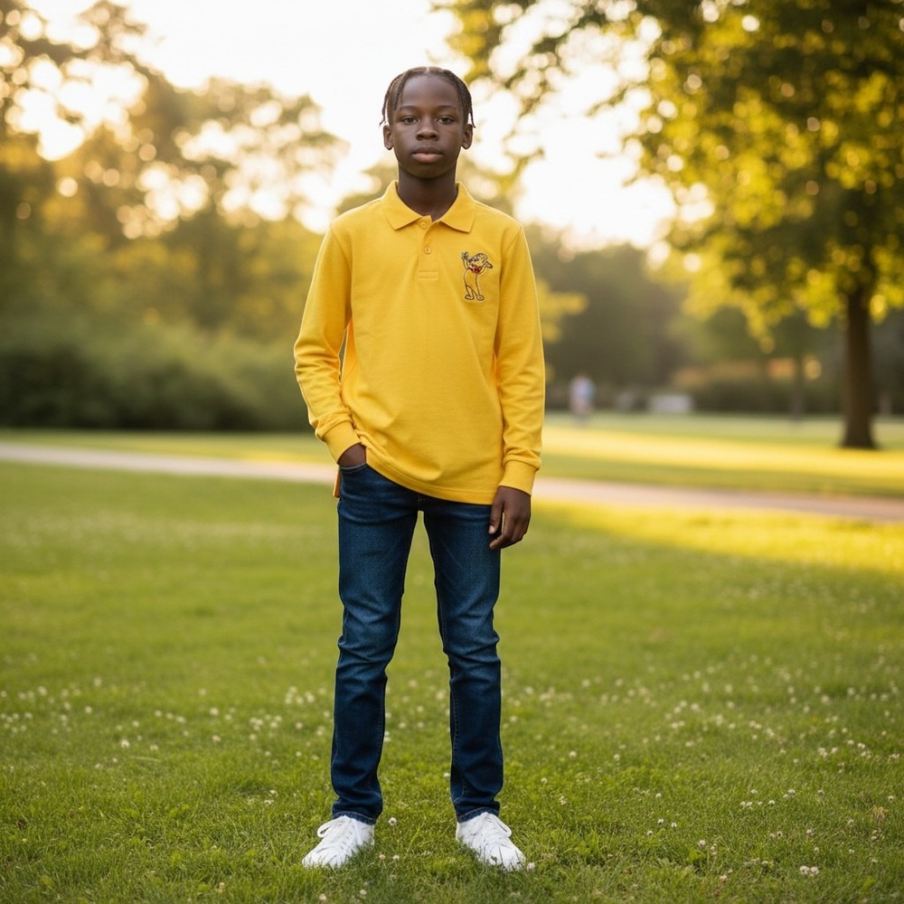 Haribo Polo Shirt 2T Yellow New Goldbear Gummy Bear Long Sleeve Pique Knit